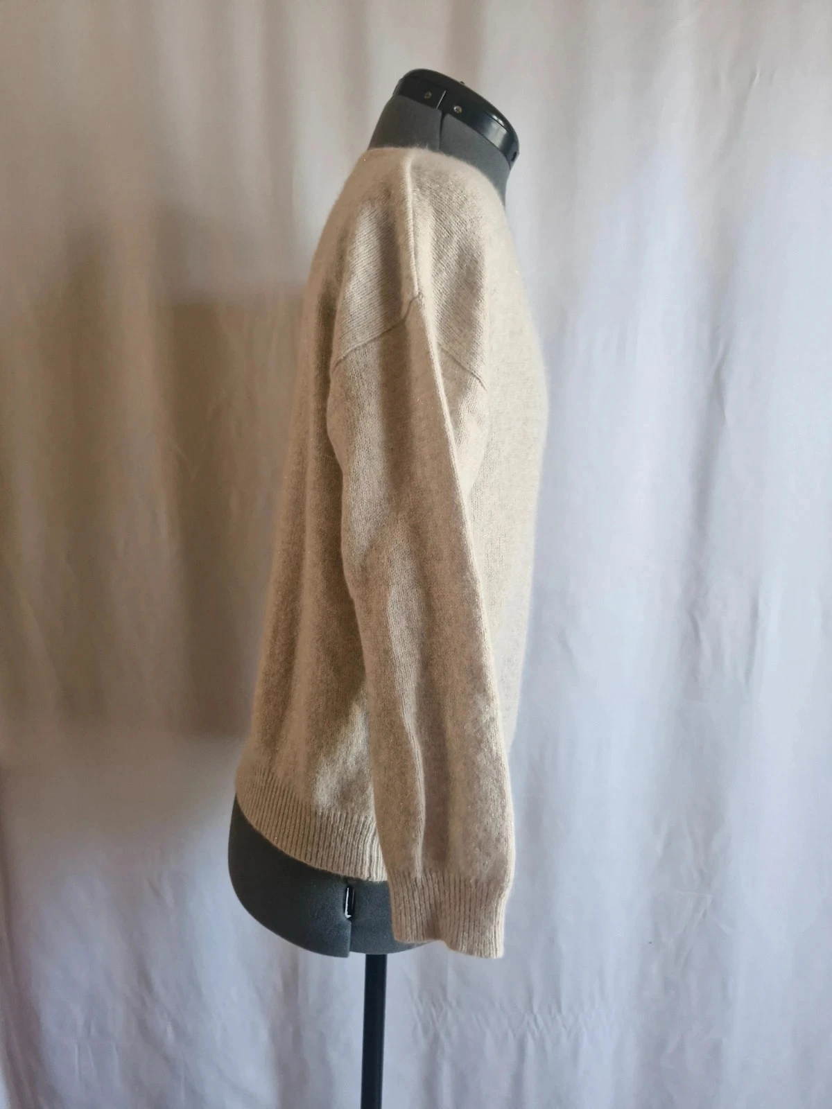 Pull See U Soon beige zachte angorawol gebreid V-hals S/M chic cocoon – photo 3